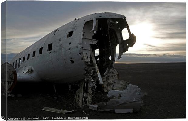 Abandoned plane wreck at Solheimasandur, Iceland Canvas Print by Lensw0rld 