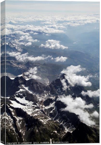 Beautiful view of the Alps from a plane Canvas Print by Lensw0rld 