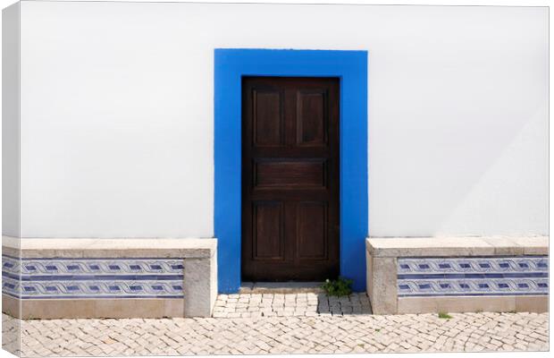 Wooden door in Ericeira, Portugal Canvas Print by Lensw0rld 