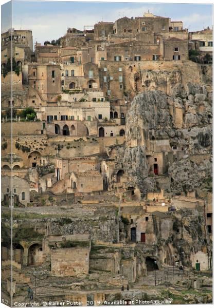 View over the gorgeous city of Matera, Italy Canvas Print by Lensw0rld 