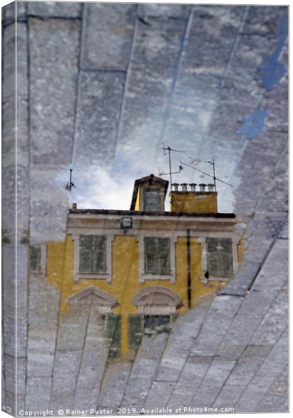 Mirror world - a yellow house in Nice, France Canvas Print by Lensw0rld 