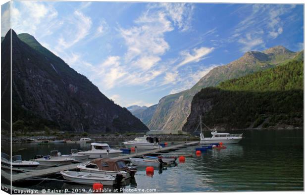 Fjord with boats in Norway Canvas Print by Lensw0rld 