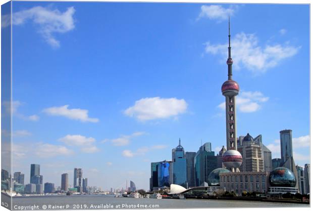 Shanghai Skyline on a sunny day Canvas Print by Lensw0rld 