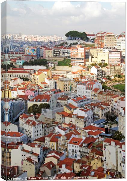 View over the beautiful roof tops in Lisbon Canvas Print by Lensw0rld 