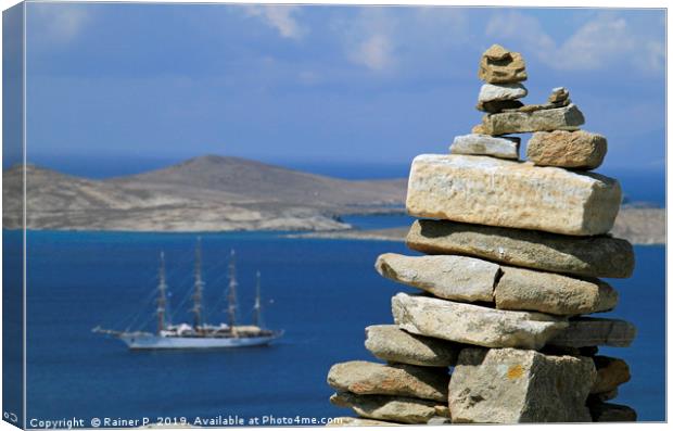 Sailing boat near Mykonos Canvas Print by Lensw0rld 