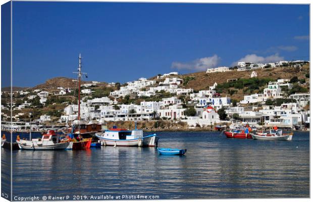 Gorgeous view over the port of Mykonos Canvas Print by Lensw0rld 