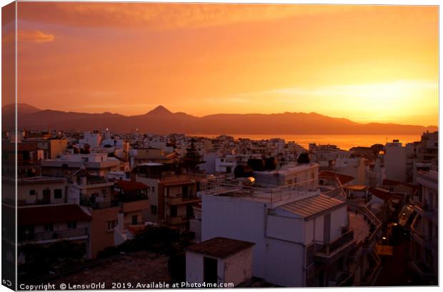 Sunset over Heraklion, Crete, Greece Canvas Print by Lensw0rld 