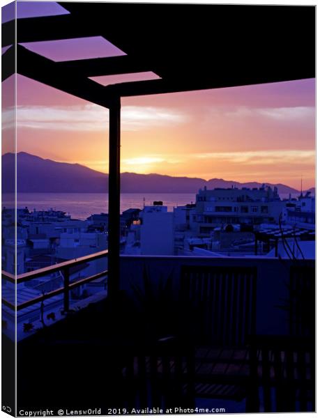 Sunset over Crete, Greece Canvas Print by Lensw0rld 