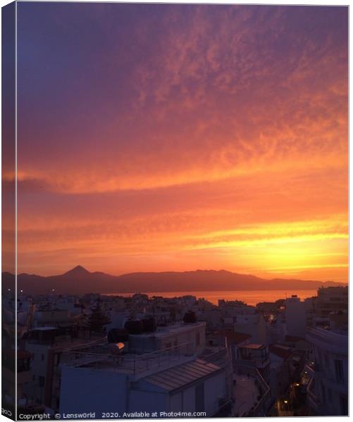 Gorgeous sunset over the cityscape of Heraklion, C Canvas Print by Lensw0rld 