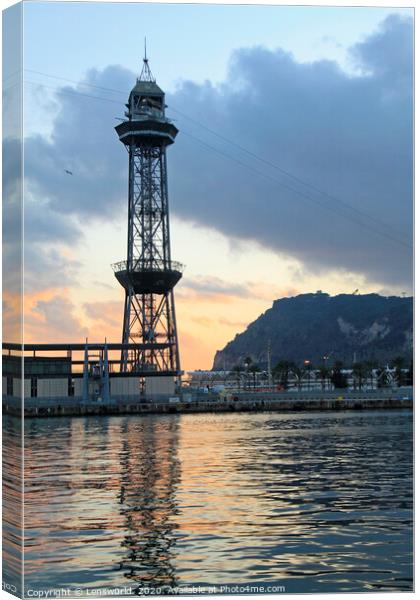 Barcelona port sunset Canvas Print by Lensw0rld 