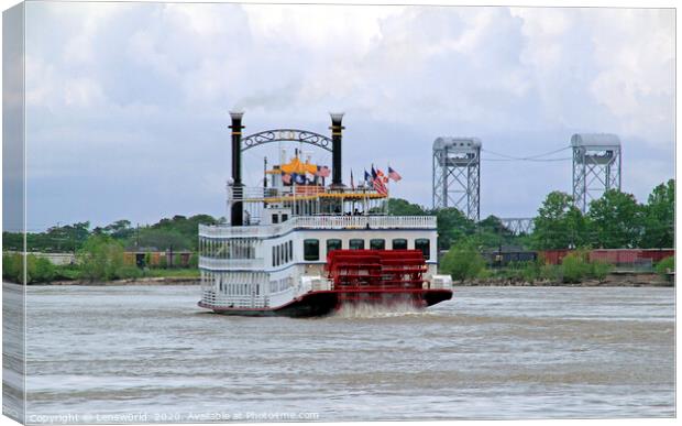 Steamboat on Mississippi river Canvas Print by Lensw0rld 