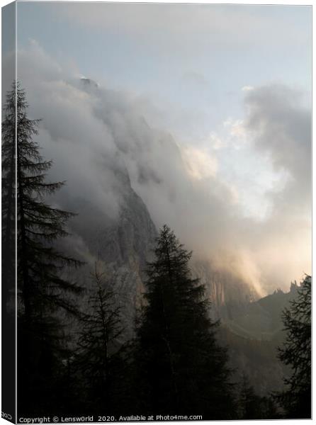 Dramatic sky over the mountains in the European Alps Canvas Print by Lensw0rld 