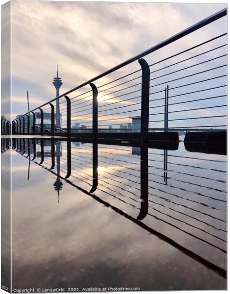 Reflections in Düsseldorf, Germany Canvas Print by Lensw0rld 