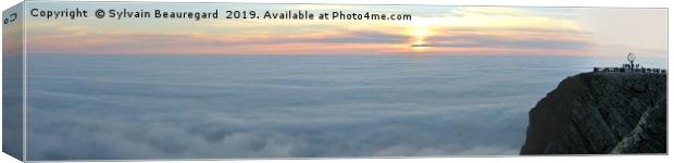 NordKapp panoramic view, with sea fog 2, 4:1 Canvas Print by Sylvain Beauregard