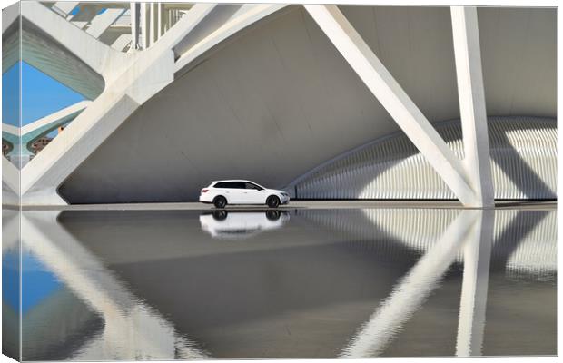 Car and architecture reflection, color Canvas Print by Sylvain Beauregard