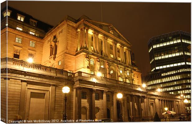 Bank of England at Night Canvas Print by Iain McGillivray