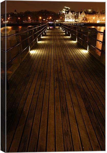 Pier on The Thames at Night Canvas Print by Iain McGillivray