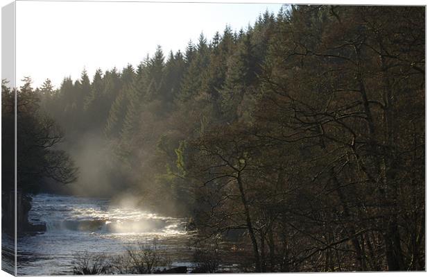 Misty Falls of Clyde Canvas Print by Iain McGillivray