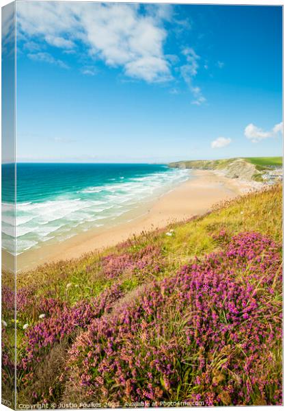 Watergate Bay, Cornwall Canvas Print by Justin Foulkes
