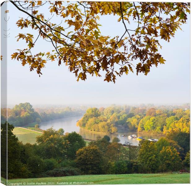 The River Thames from Richmond Hill, Surrey. Canvas Print by Justin Foulkes