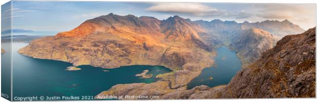 Cuillin ridge panorama from Sgurr Na Stri, Skye Canvas Print by Justin Foulkes