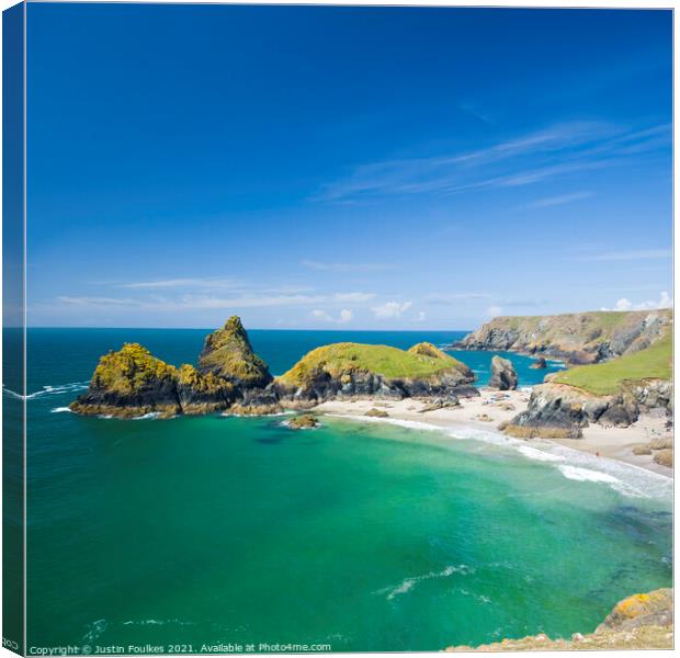 Kynance Cove, The Lizard Peninsula, Cornwall Canvas Print by Justin Foulkes