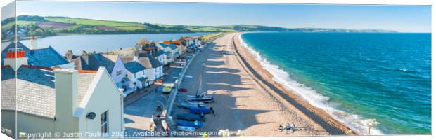 Torcross and Slapton Sands panorama, South Devon Canvas Print by Justin Foulkes