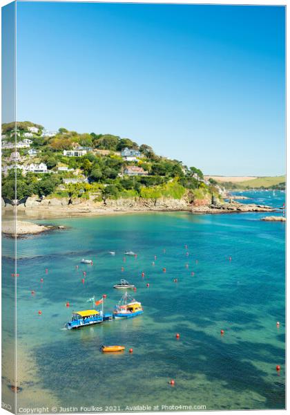 The South Sands ferry on the Salcombe estuary, Salcombe Canvas Print by Justin Foulkes