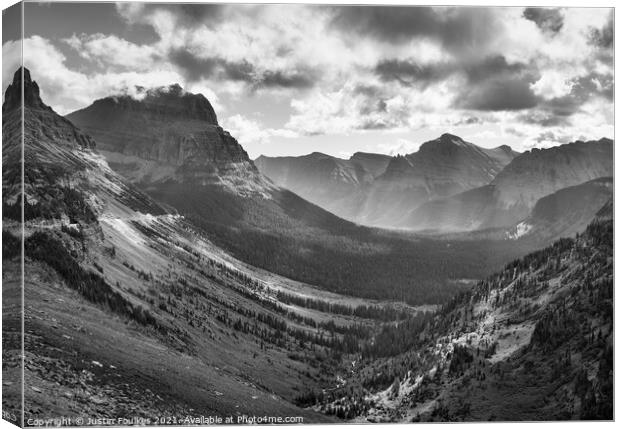 The St Mary valley, Glacier National Park, Montana Canvas Print by Justin Foulkes