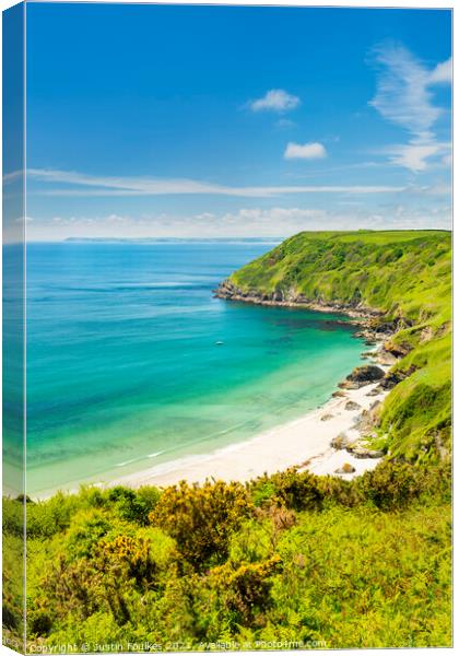 Lantic Bay, Cornwall Canvas Print by Justin Foulkes