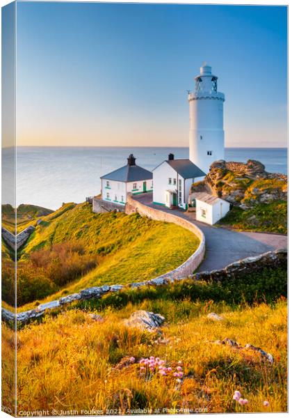Start Point Lighthouse, South Devon Canvas Print by Justin Foulkes