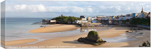 Tenby Panorama, Pembrokeshire Canvas Print by Justin Foulkes