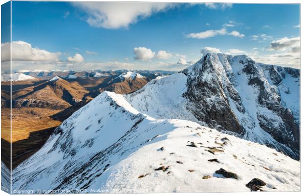 Ben Nevis North Face from Carn Mor Dearg  Canvas Print by Justin Foulkes