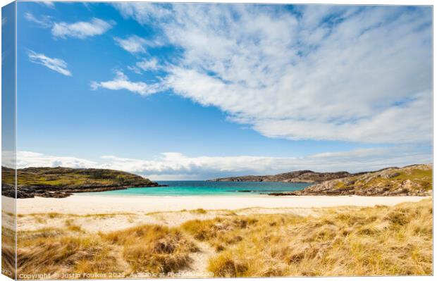 Achmelvich Bay, Sutherland, Scotland Canvas Print by Justin Foulkes