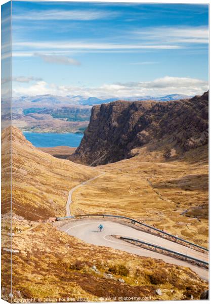 Bealach Na Ba (Pass of the Cattle), Applecross, Scotland Canvas Print by Justin Foulkes