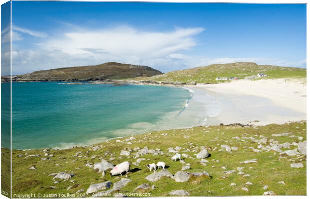 Hushinish beach, Isle of Harris, Outer Hebrides Canvas Print by Justin Foulkes
