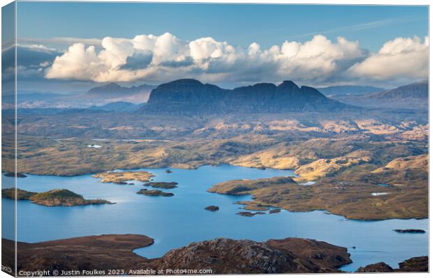 Suilven from Stac Pollaidh, Assynt, Scotland Canvas Print by Justin Foulkes