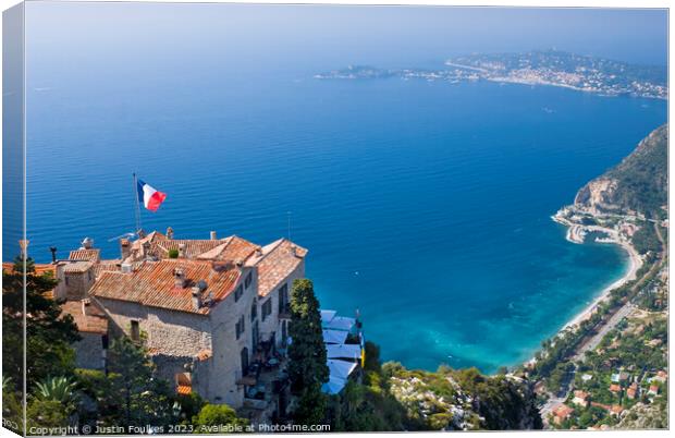 Eze, and the Côte d'Azur, France Canvas Print by Justin Foulkes