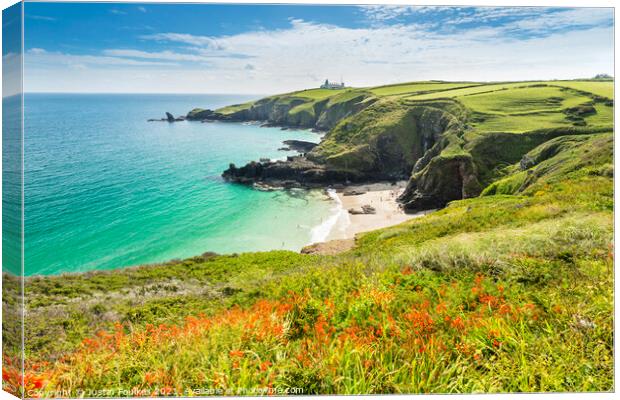 Housel Bay Beach and Lizard Point, Cornwall Canvas Print by Justin Foulkes
