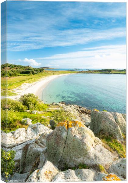 Great Porth beach, Bryher, Isles of Scilly Canvas Print by Justin Foulkes