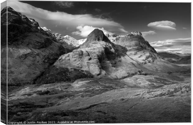 The Pass of Glencoe, Highland, Scotland Canvas Print by Justin Foulkes