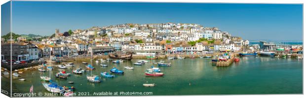 Panoramic view of Brixham, South Devon Canvas Print by Justin Foulkes