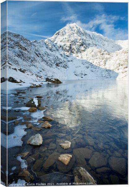 Snowdon, from Glaslyn, Wales Canvas Print by Justin Foulkes