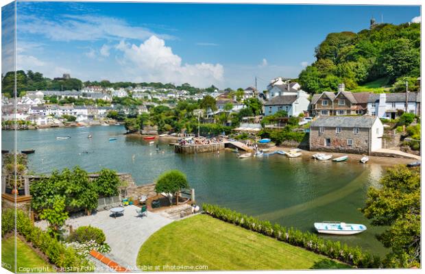 Noss Mayo, with Newton Ferrers beyond, South Hams, Canvas Print by Justin Foulkes