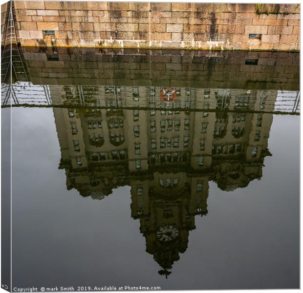 Liver Building in Reflection Canvas Print by mark Smith