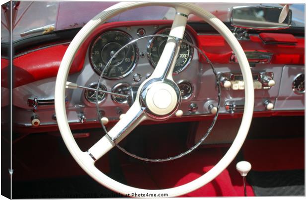 vintage car steeling wheel and dashboard Canvas Print by goce risteski