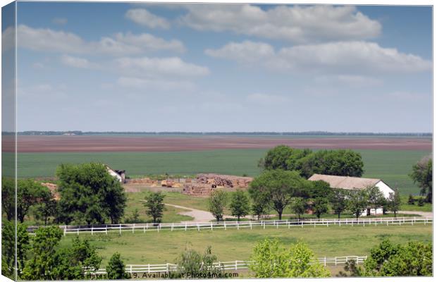 farmland with horse corral landscape Canvas Print by goce risteski