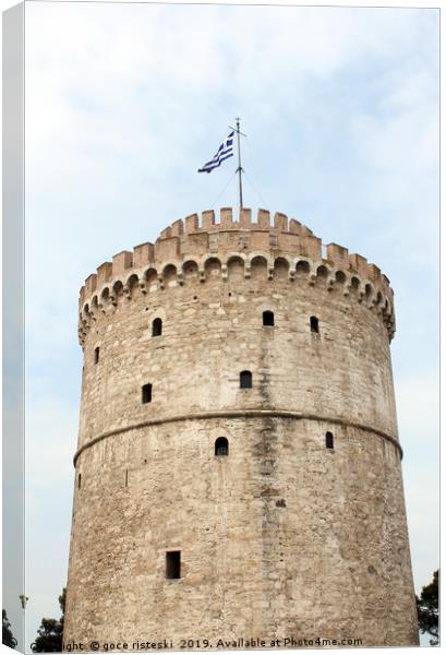 white tower famous Thessaloniki landmark Canvas Print by goce risteski
