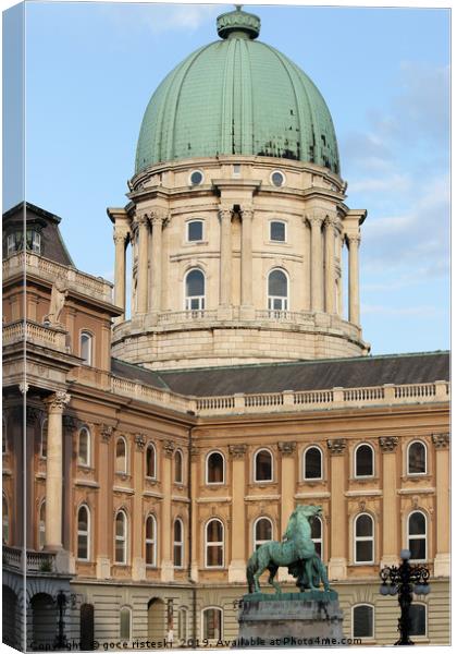 Buda castle with horse statue Budapest Hungary Canvas Print by goce risteski