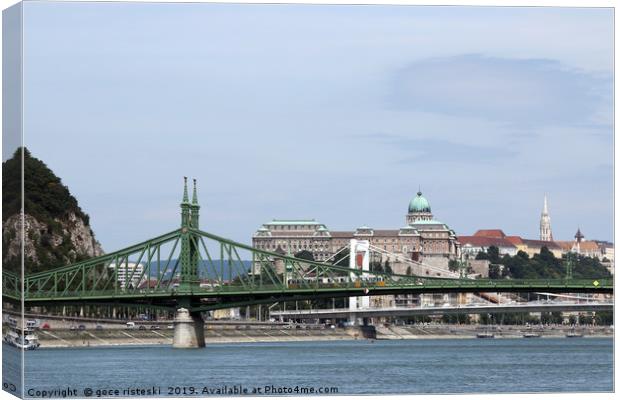 Liberty bridge over Danube river Budapest Canvas Print by goce risteski